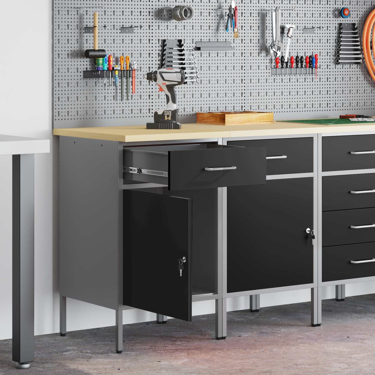 Mobile da lavoro 2 pcs Nero e Grigio 100 x 55 x 85 cm | homemem39