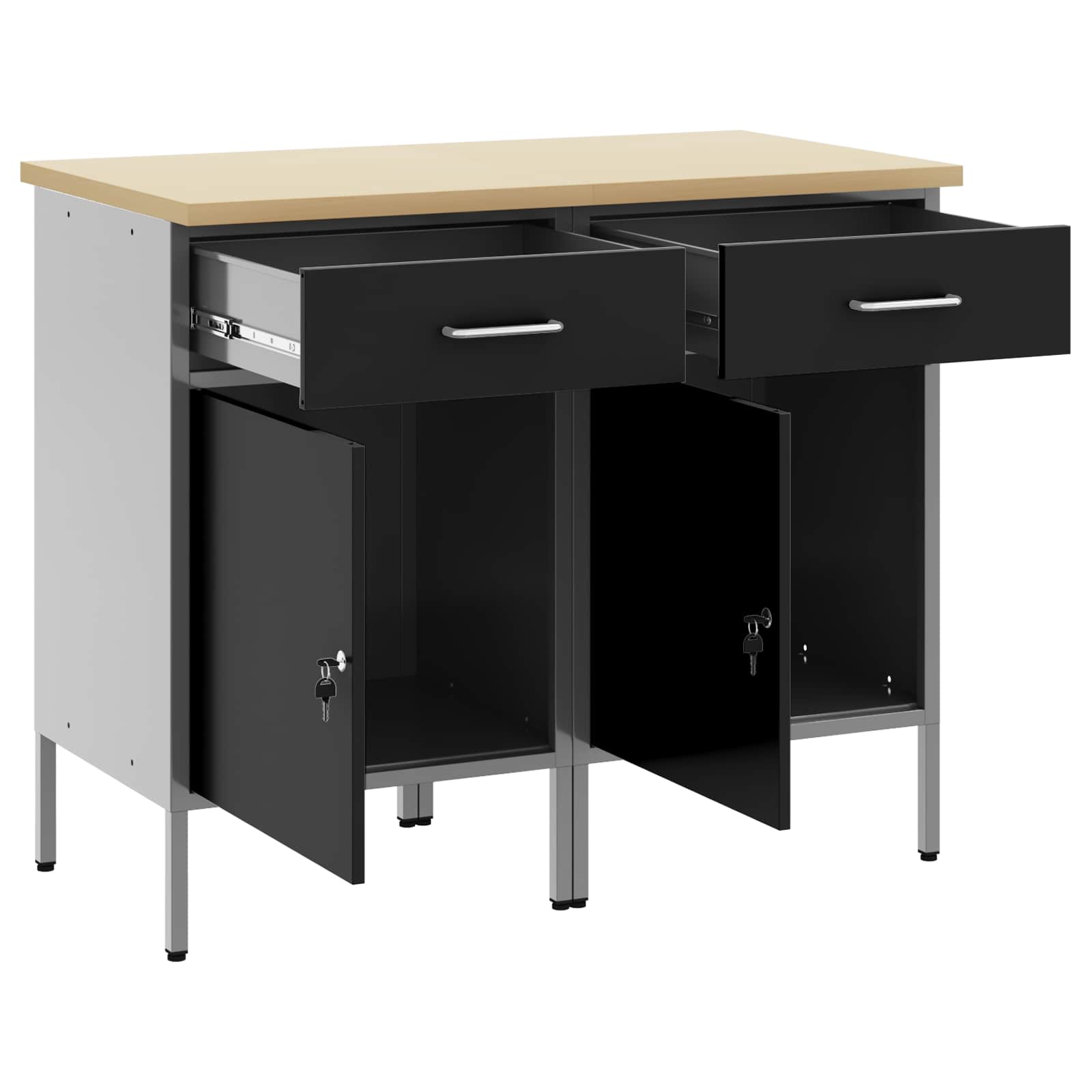 Mobile da lavoro 2 pcs Nero e Grigio 100 x 55 x 85 cm | homemem39