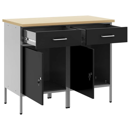 Mobile da lavoro 2 pcs Nero e Grigio 100 x 55 x 85 cm | homemem39
