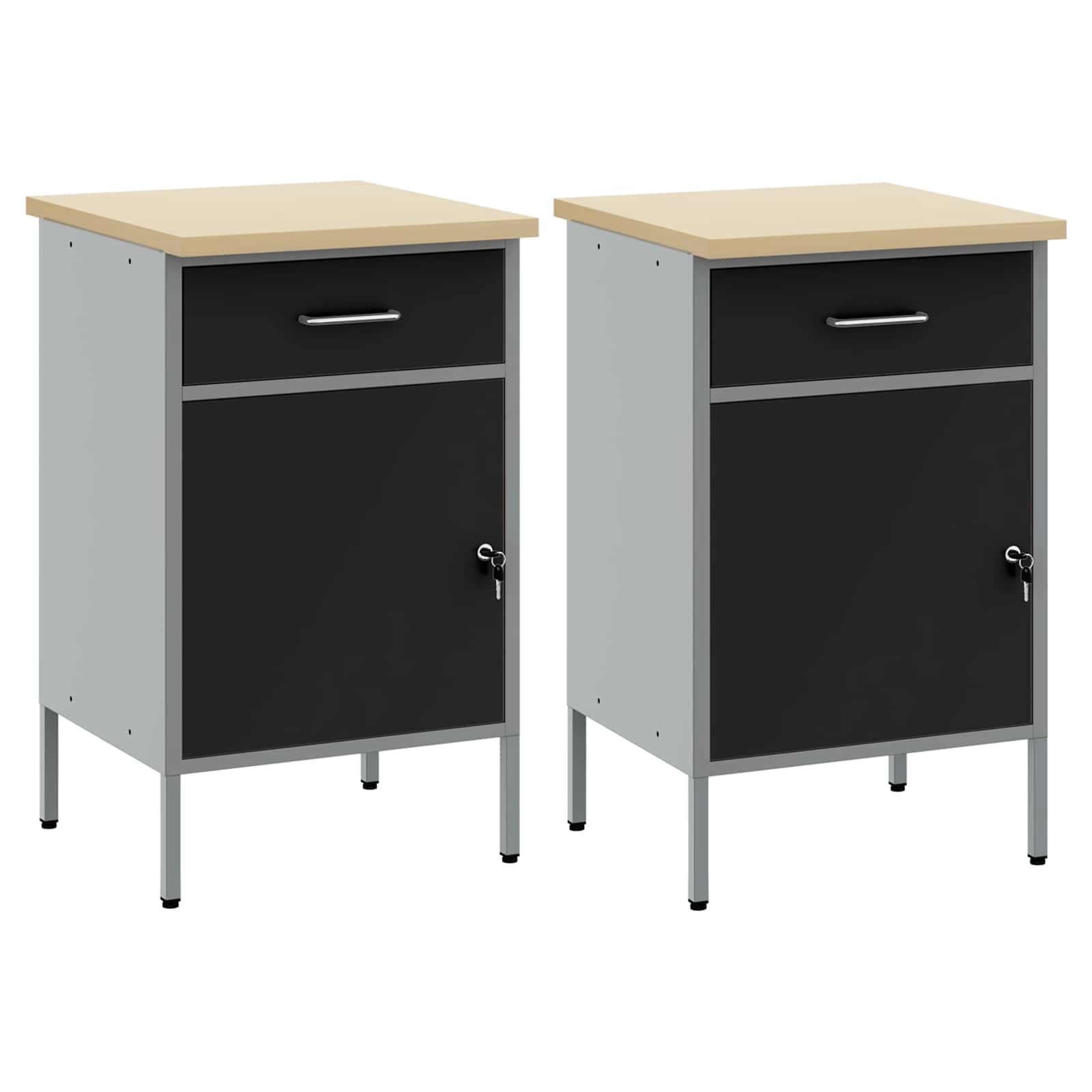 Mobile da lavoro 2 pcs Nero e Grigio 100 x 55 x 85 cm | homemem39