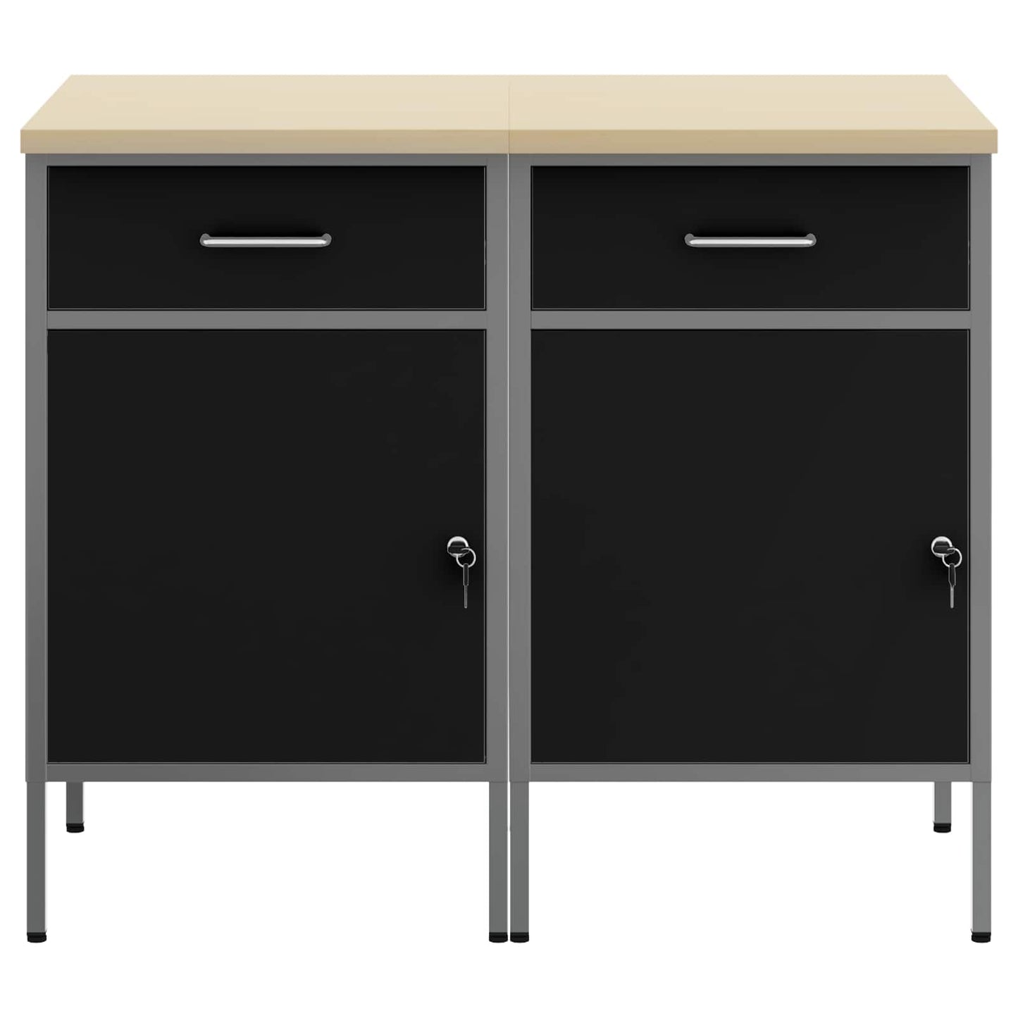 Mobile da lavoro 2 pcs Nero e Grigio 100 x 55 x 85 cm | homemem39