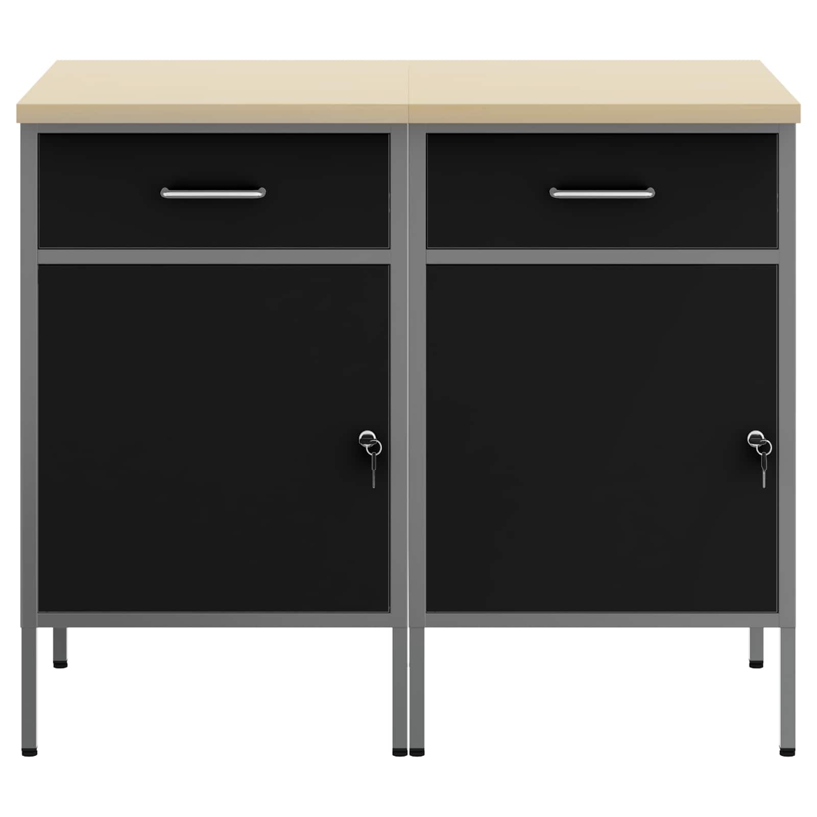 Mobile da lavoro 2 pcs Nero e Grigio 100 x 55 x 85 cm | homemem39