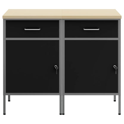 Mobile da lavoro 2 pcs Nero e Grigio 100 x 55 x 85 cm | homemem39