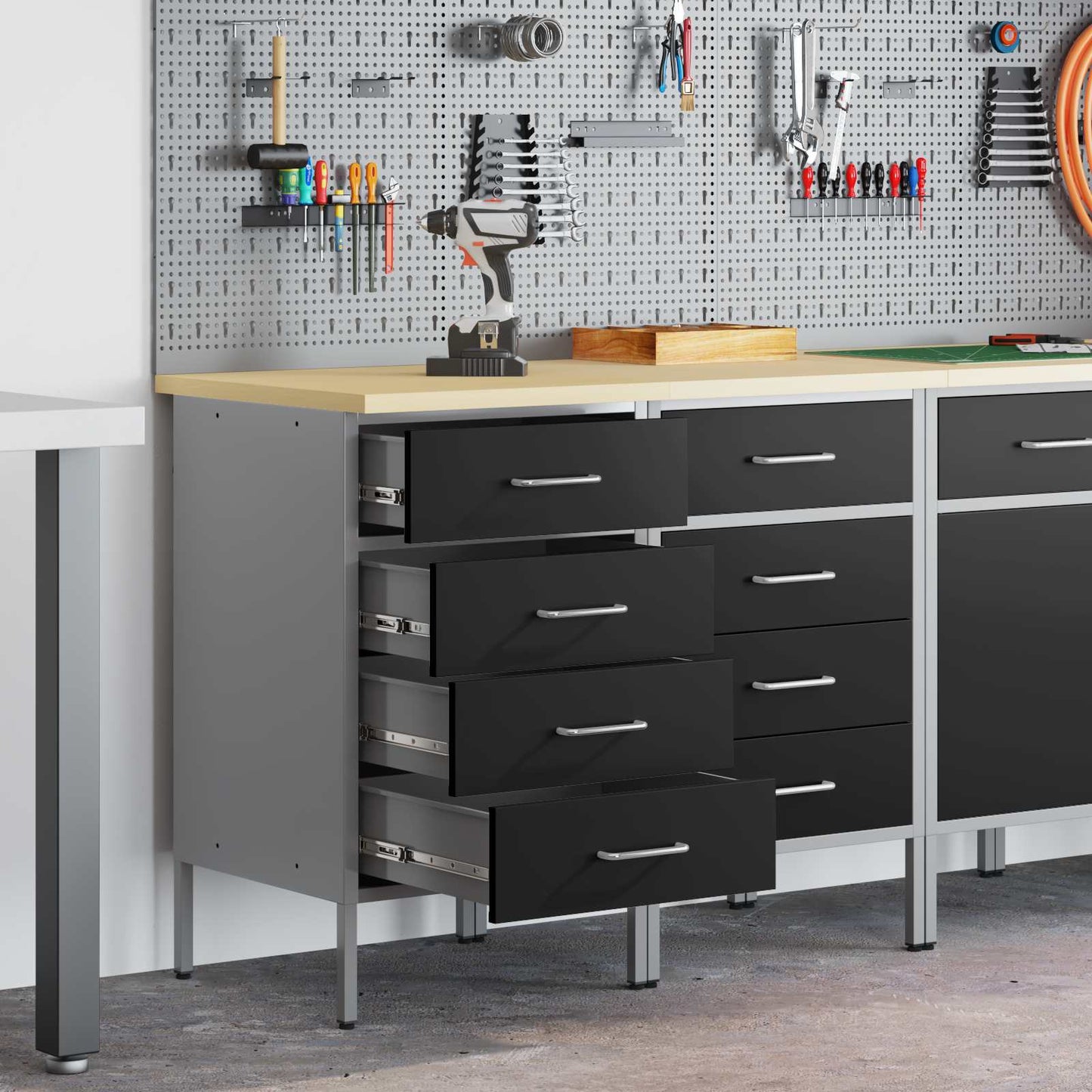 Mobile da lavoro 2 pcs Nero e Grigio 100 x 55 x 85 cm | homemem39