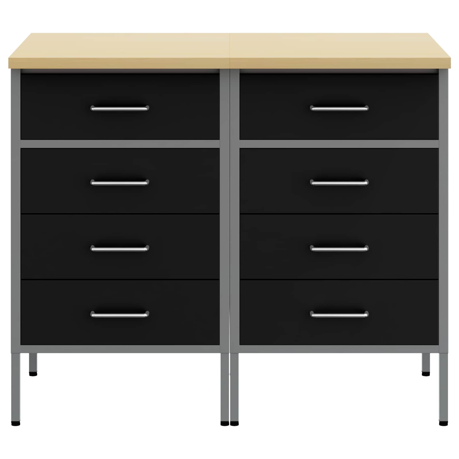 Mobile da lavoro 2 pcs Nero e Grigio 100 x 55 x 85 cm | homemem39