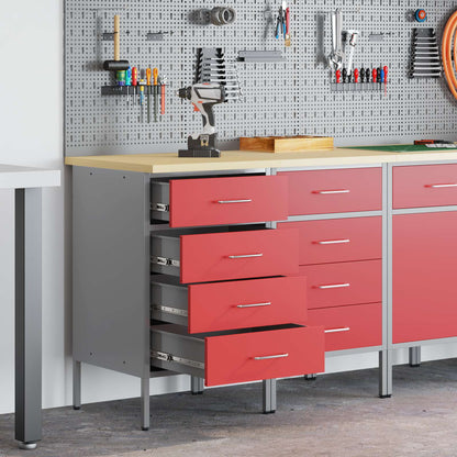 Mobile da lavoro 2 pcs Rosso e Grigio 100 x 55 x 85 cm | homemem39