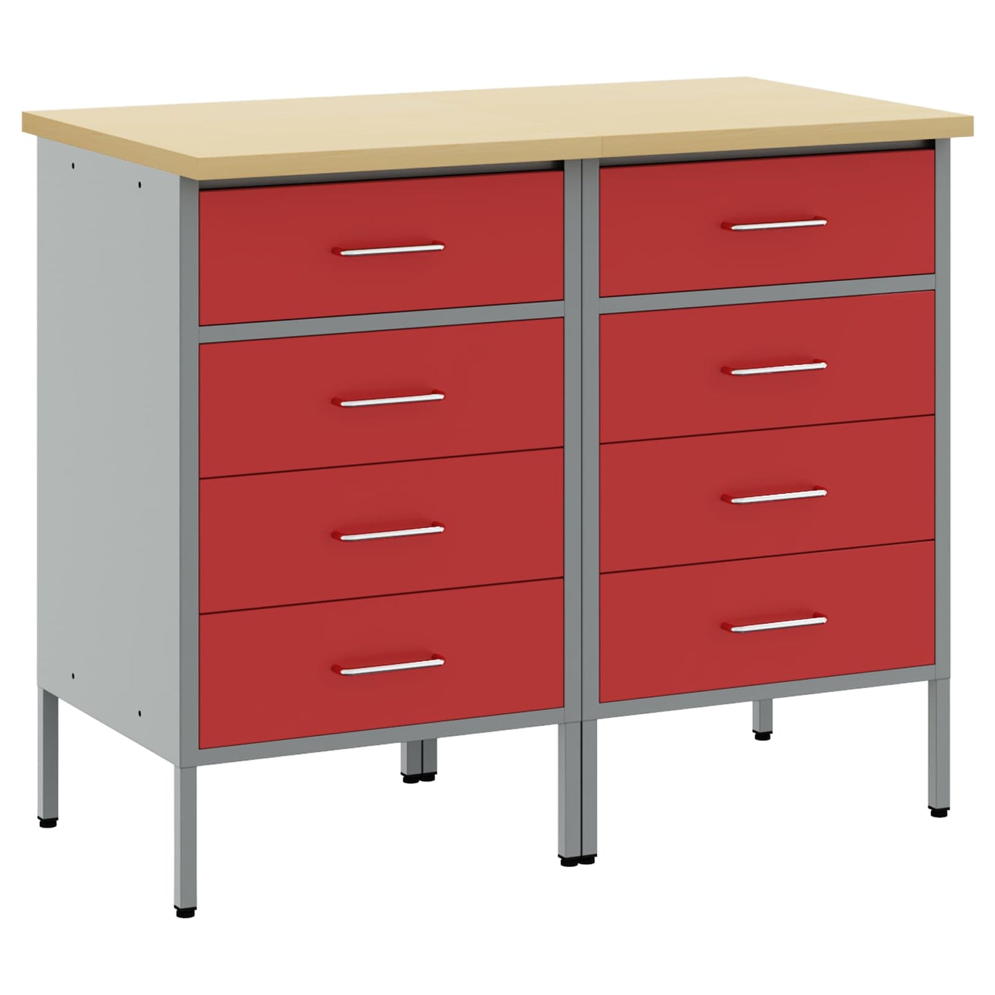 Mobile da lavoro 2 pcs Rosso e Grigio 100 x 55 x 85 cm | homemem39