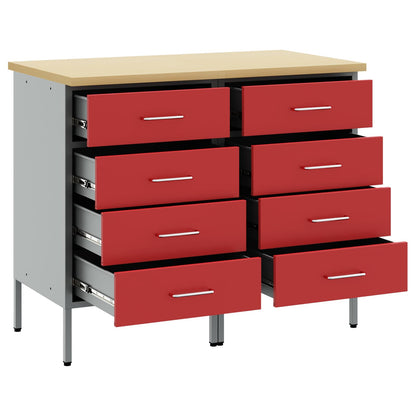 Mobile da lavoro 2 pcs Rosso e Grigio 100 x 55 x 85 cm | homemem39
