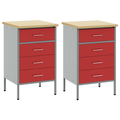 Mobile da lavoro 2 pcs Rosso e Grigio 100 x 55 x 85 cm | homemem39