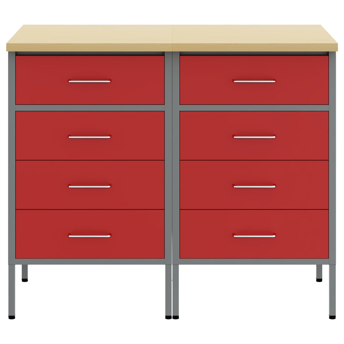 Mobile da lavoro 2 pcs Rosso e Grigio 100 x 55 x 85 cm | homemem39