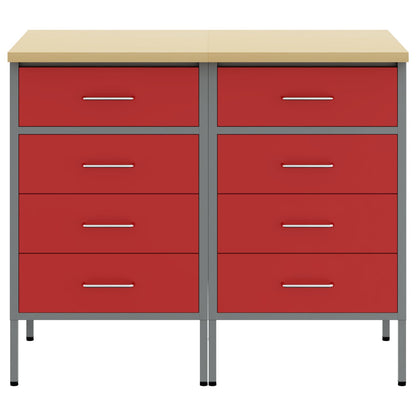 Mobile da lavoro 2 pcs Rosso e Grigio 100 x 55 x 85 cm | homemem39