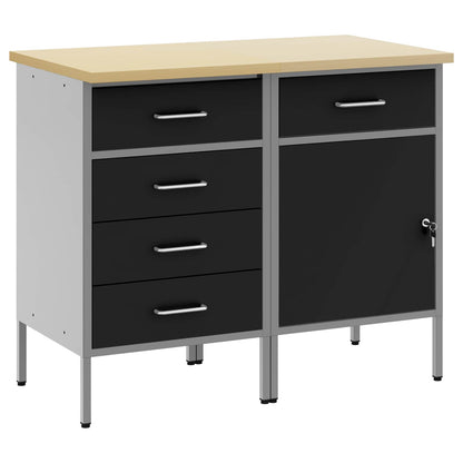 Mobile da lavoro 2 pcs Nero e Grigio 100 x 55 x 85 cm | homemem39