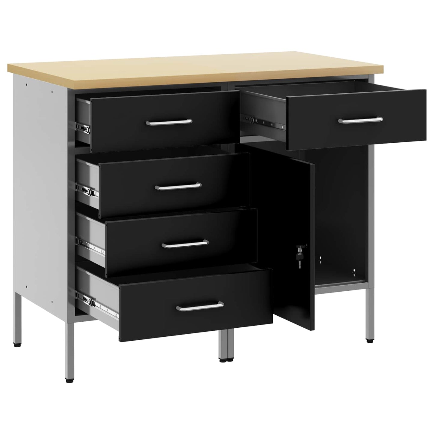 Mobile da lavoro 2 pcs Nero e Grigio 100 x 55 x 85 cm | homemem39