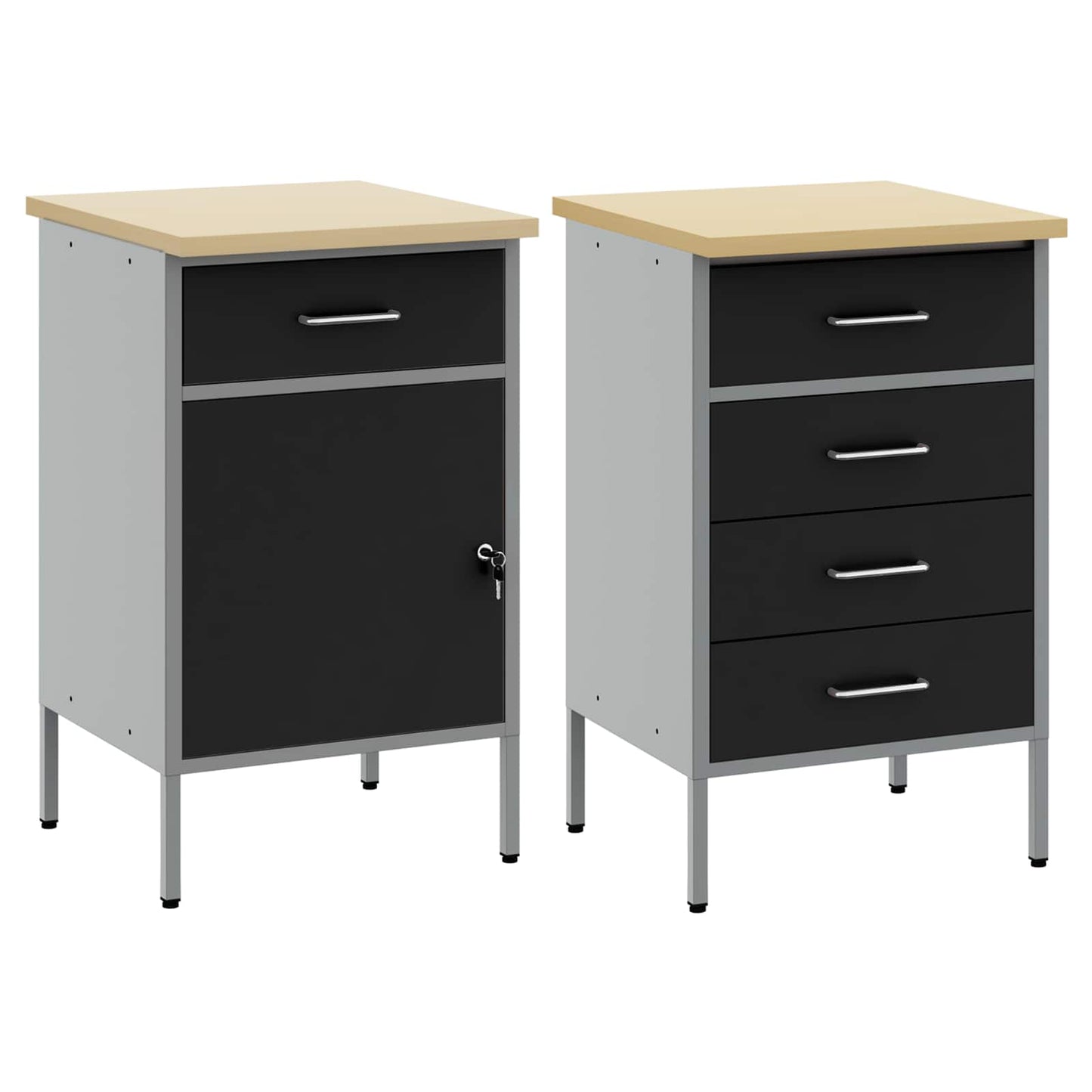 Mobile da lavoro 2 pcs Nero e Grigio 100 x 55 x 85 cm | homemem39
