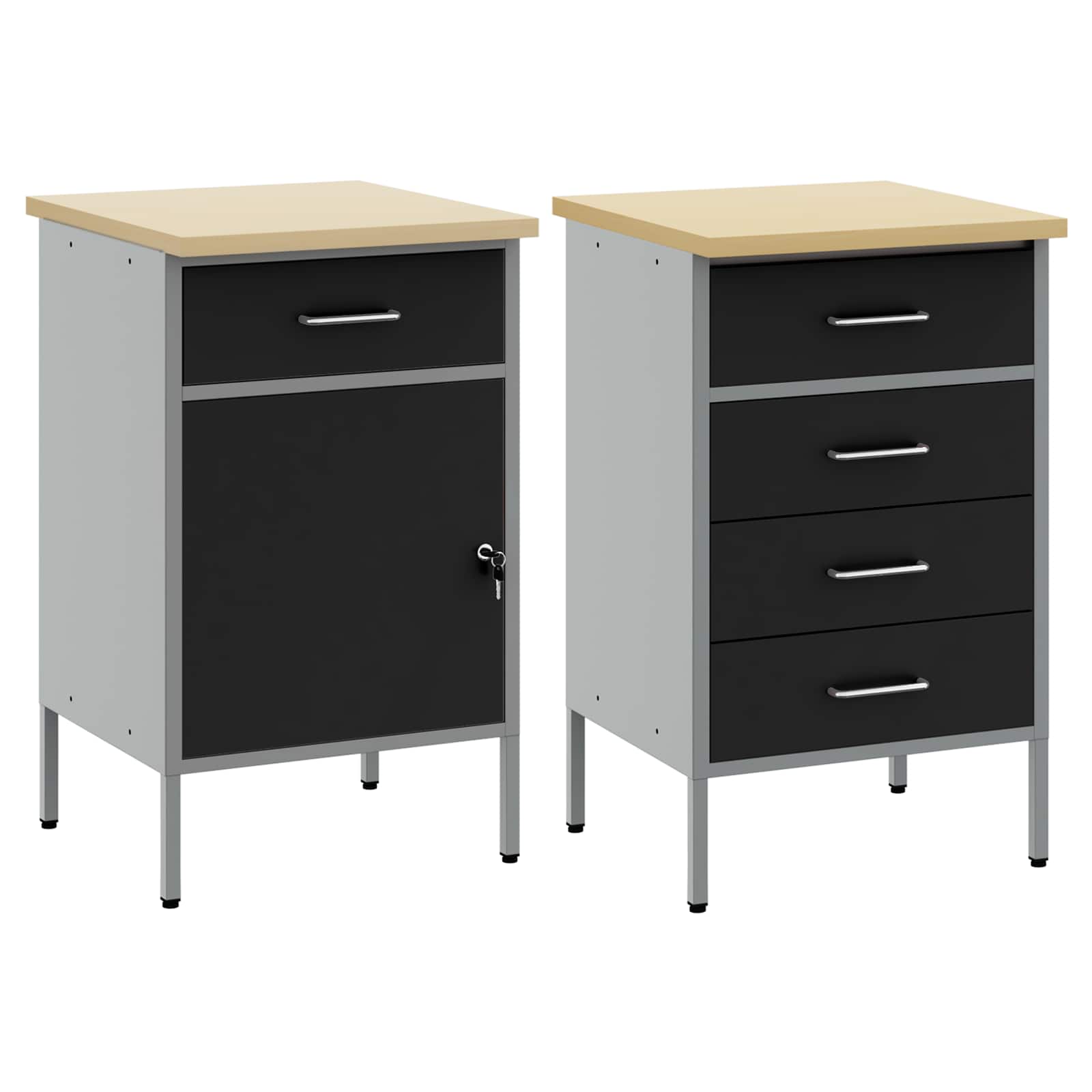 Mobile da lavoro 2 pcs Nero e Grigio 100 x 55 x 85 cm | homemem39