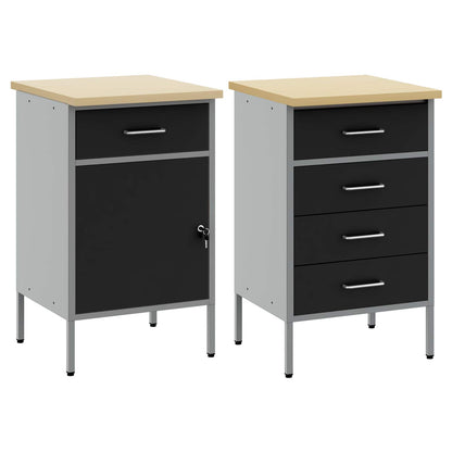 Mobile da lavoro 2 pcs Nero e Grigio 100 x 55 x 85 cm | homemem39