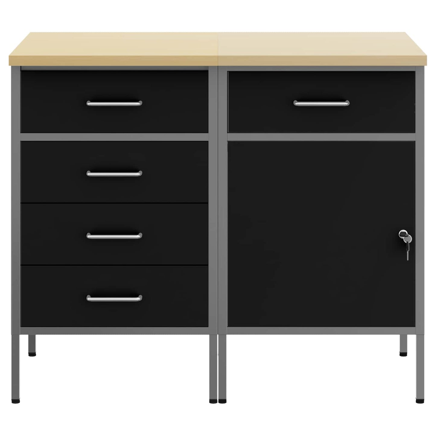 Mobile da lavoro 2 pcs Nero e Grigio 100 x 55 x 85 cm | homemem39