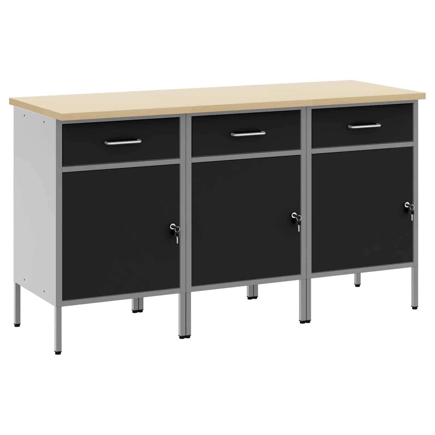 Mobile da lavoro 3 pcs Nero e Grigio 150 x 55 x 85 cm | homemem39