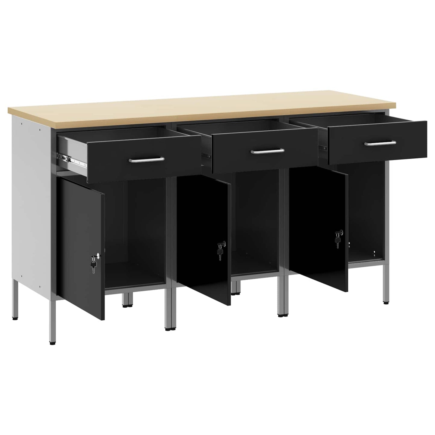 Mobile da lavoro 3 pcs Nero e Grigio 150 x 55 x 85 cm | homemem39