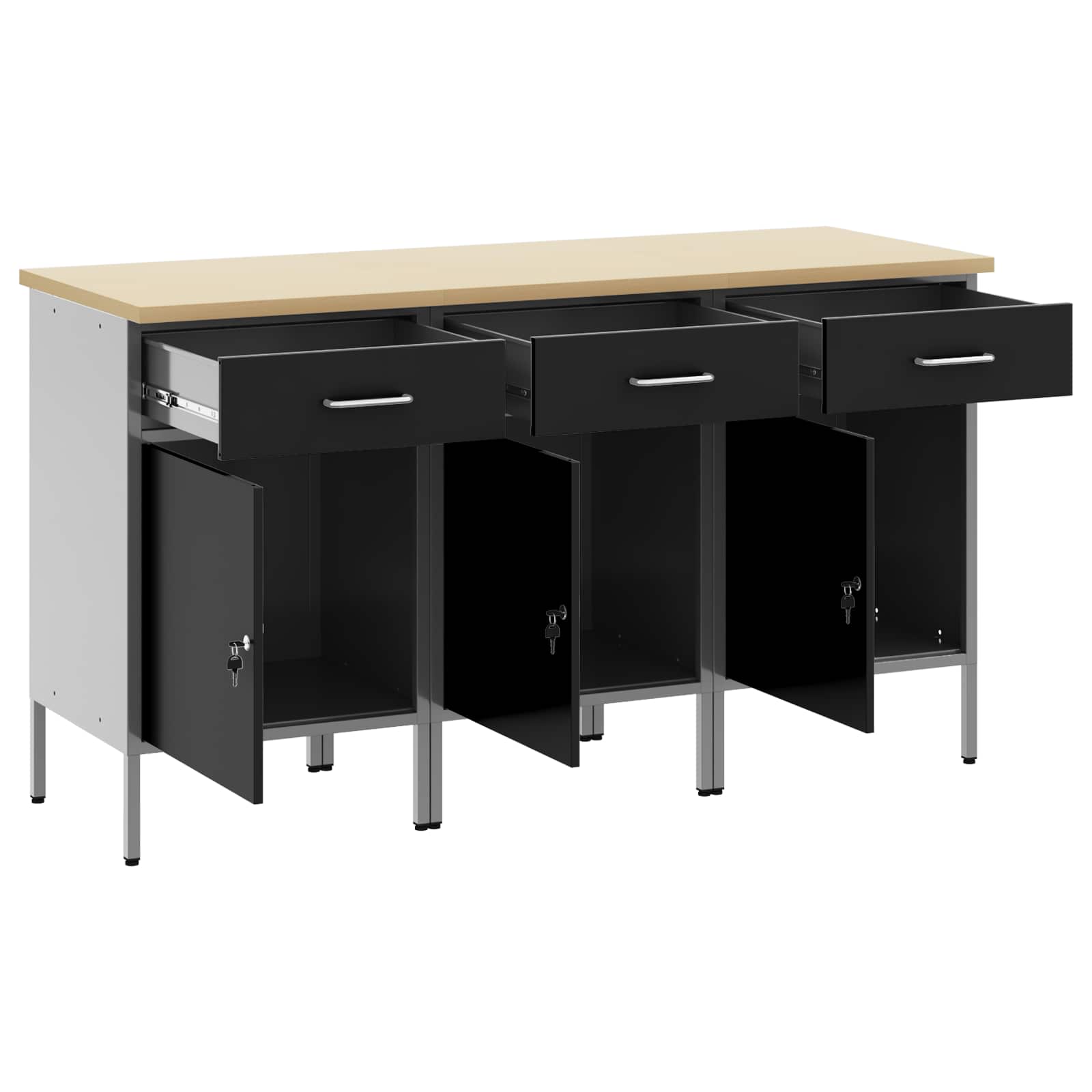 Mobile da lavoro 3 pcs Nero e Grigio 150 x 55 x 85 cm | homemem39