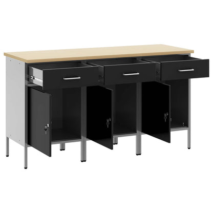 Mobile da lavoro 3 pcs Nero e Grigio 150 x 55 x 85 cm | homemem39