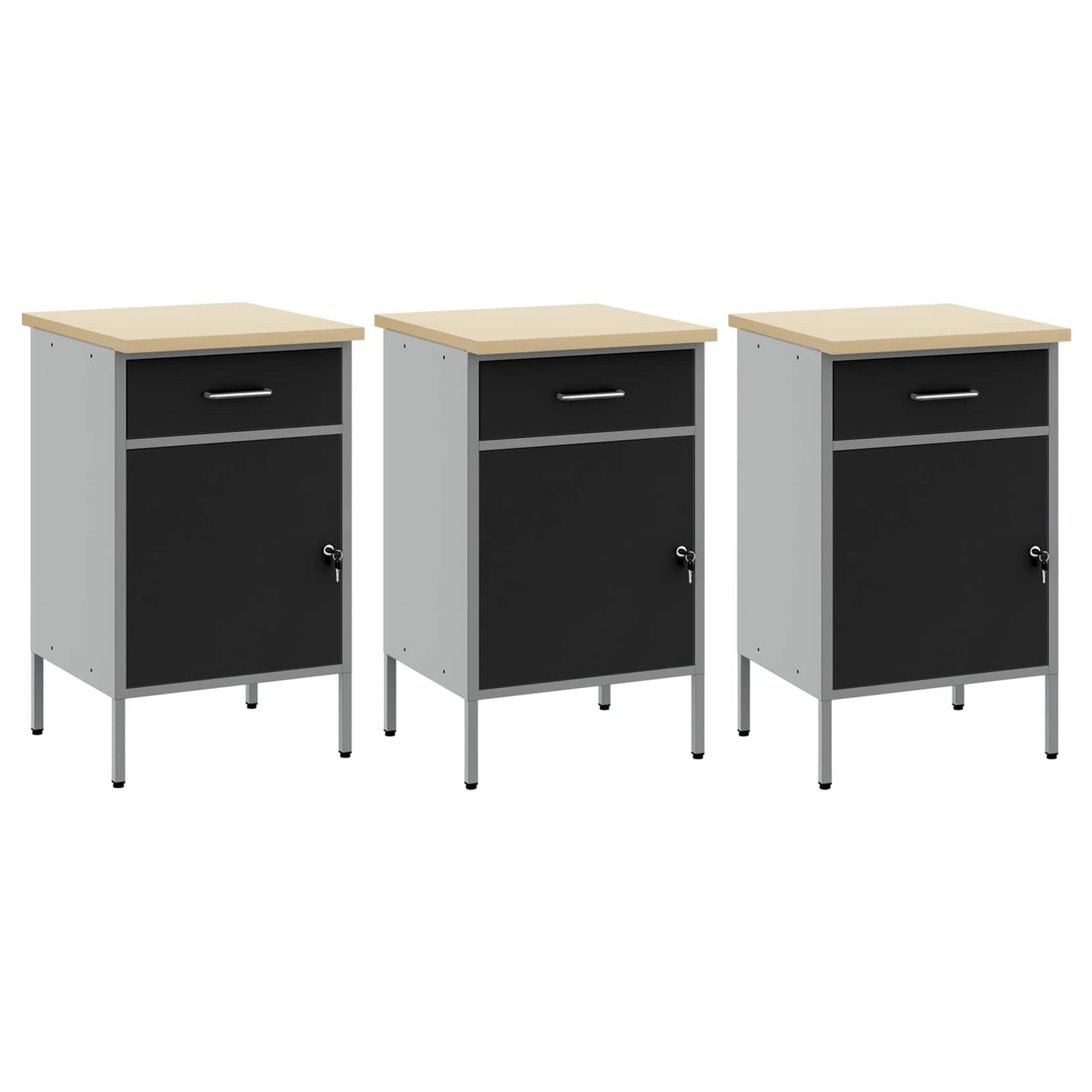 Mobile da lavoro 3 pcs Nero e Grigio 150 x 55 x 85 cm | homemem39