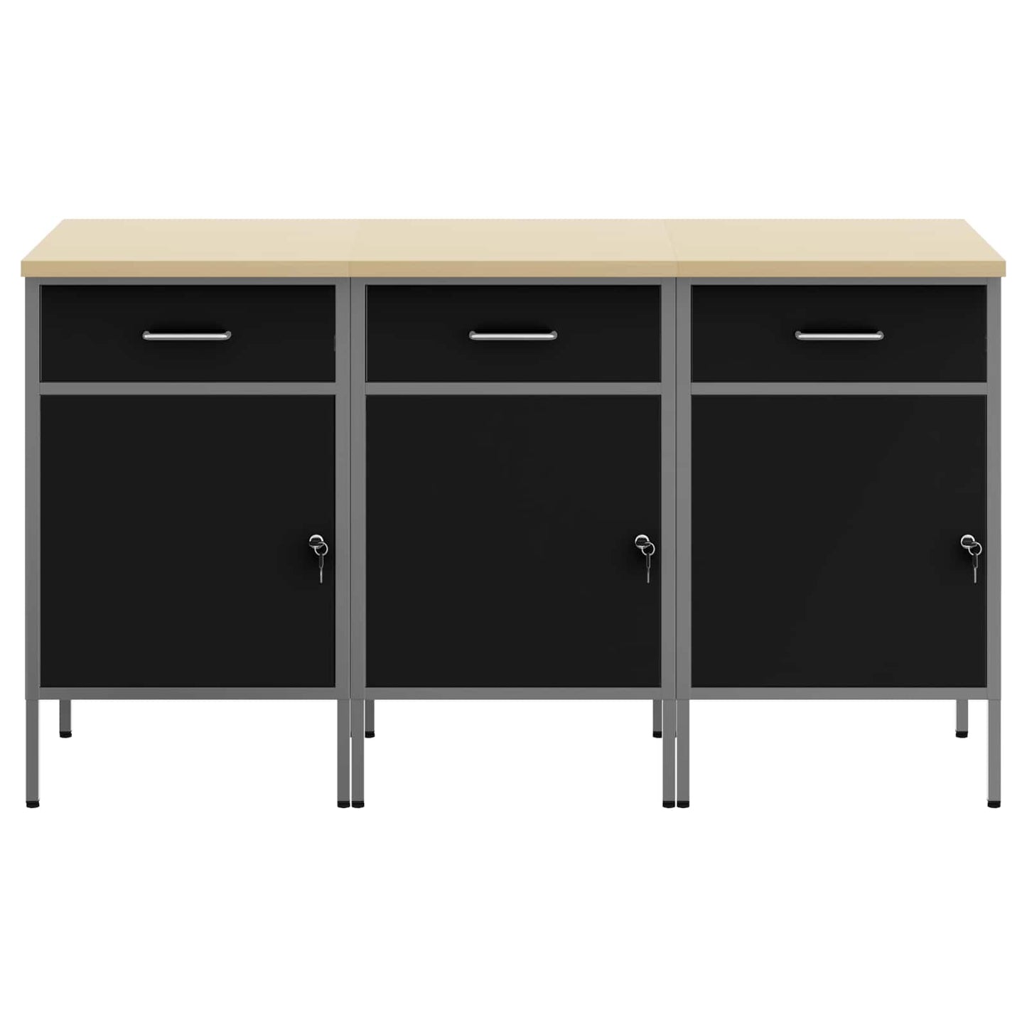 Mobile da lavoro 3 pcs Nero e Grigio 150 x 55 x 85 cm | homemem39