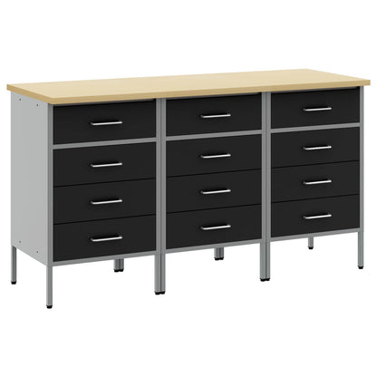 Mobile da lavoro 3 pcs Nero e Grigio 150 x 55 x 85 cm | homemem39