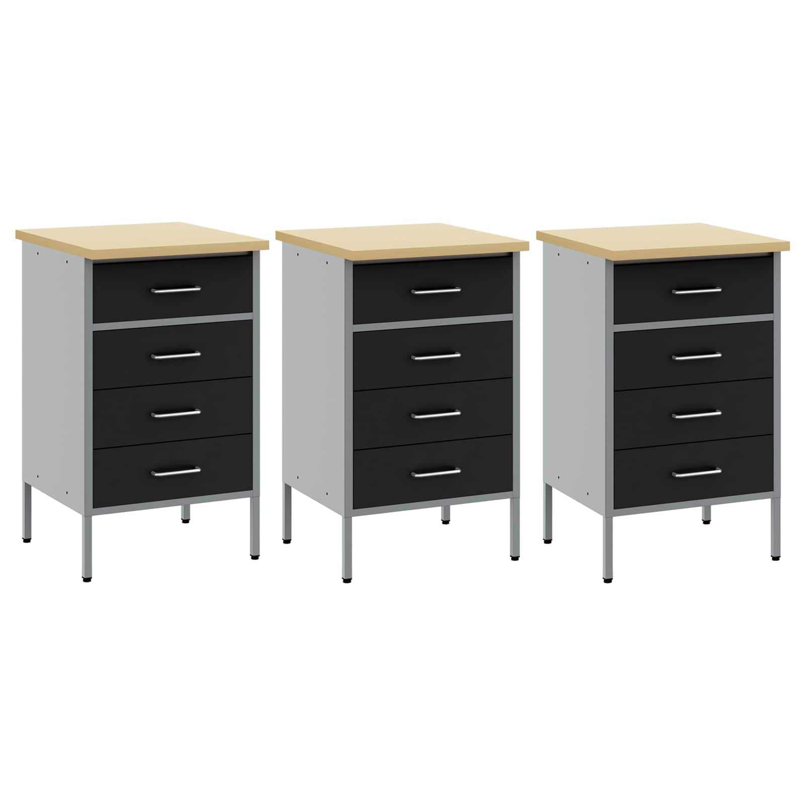 Mobile da lavoro 3 pcs Nero e Grigio 150 x 55 x 85 cm | homemem39