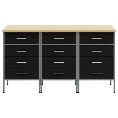 Mobile da lavoro 3 pcs Nero e Grigio 150 x 55 x 85 cm | homemem39