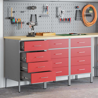 Mobile da lavoro 3 pcs Rosso e Grigio 150 x 55 x 85 cm | homemem39