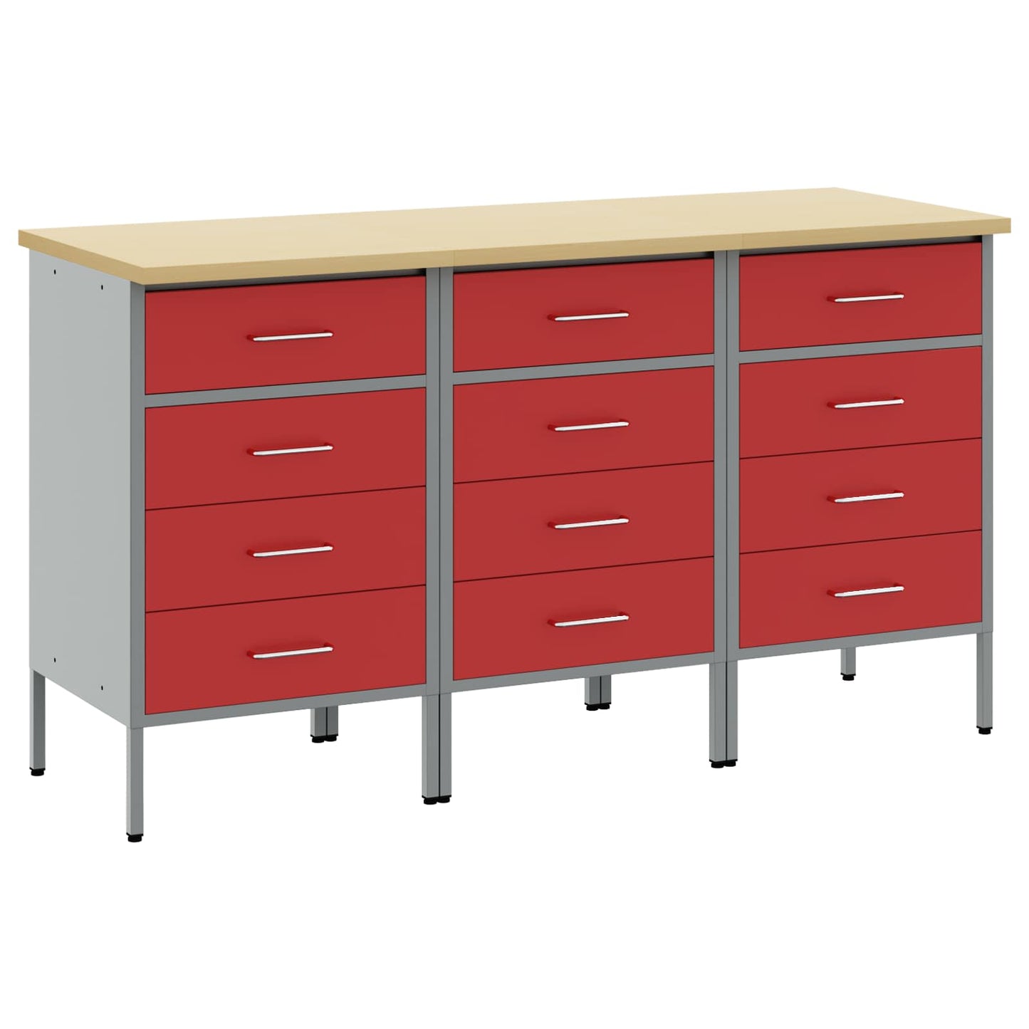 Mobile da lavoro 3 pcs Rosso e Grigio 150 x 55 x 85 cm | homemem39