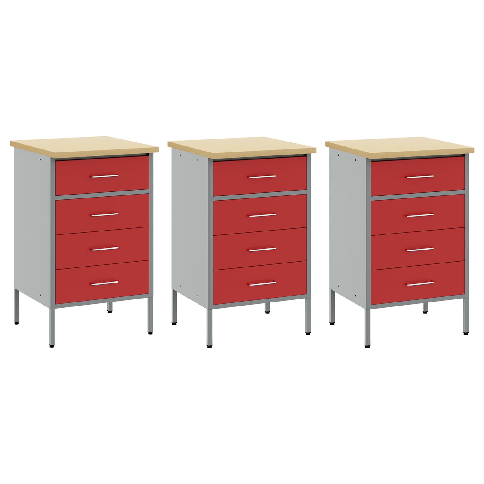 Mobile da lavoro 3 pcs Rosso e Grigio 150 x 55 x 85 cm | homemem39