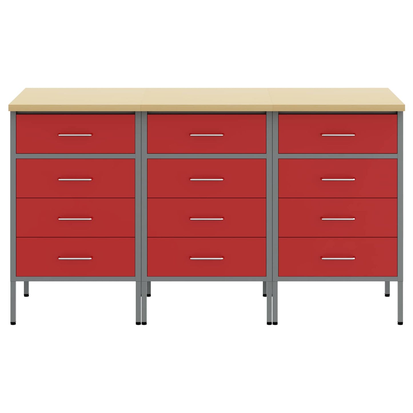 Mobile da lavoro 3 pcs Rosso e Grigio 150 x 55 x 85 cm | homemem39
