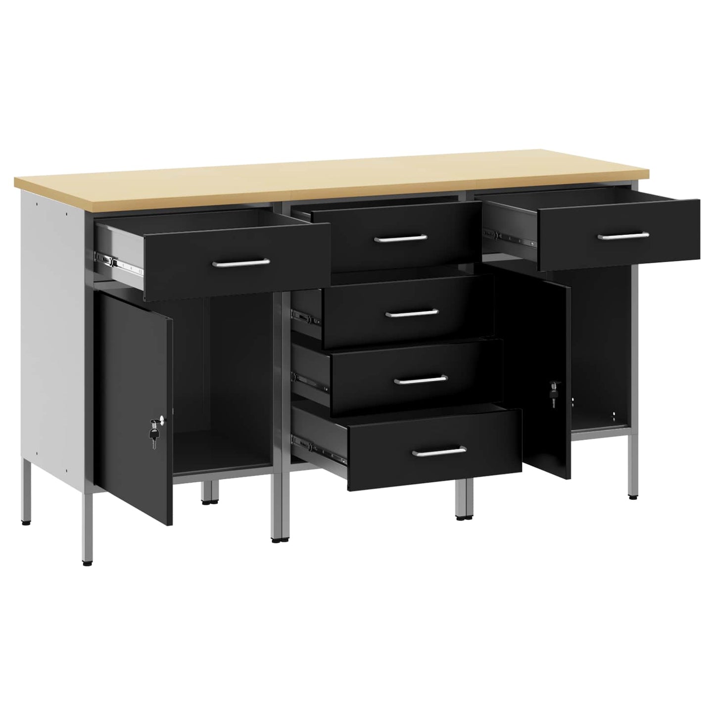 Mobile da lavoro 3 pcs Nero e Grigio 150 x 55 x 85 cm | homemem39