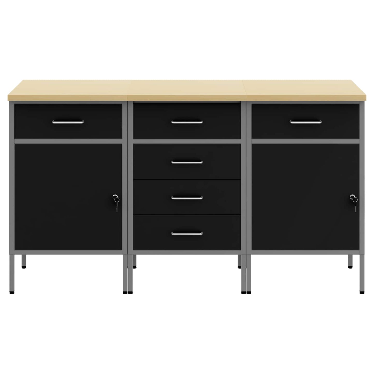 Mobile da lavoro 3 pcs Nero e Grigio 150 x 55 x 85 cm | homemem39