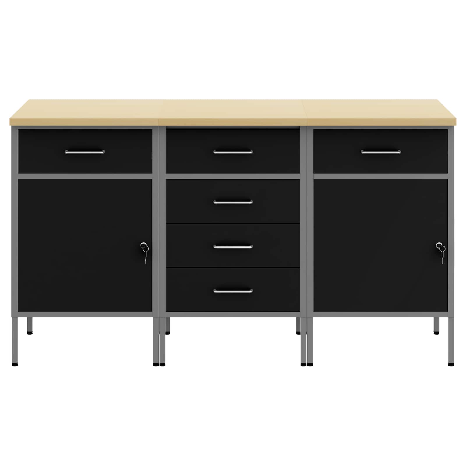 Mobile da lavoro 3 pcs Nero e Grigio 150 x 55 x 85 cm | homemem39