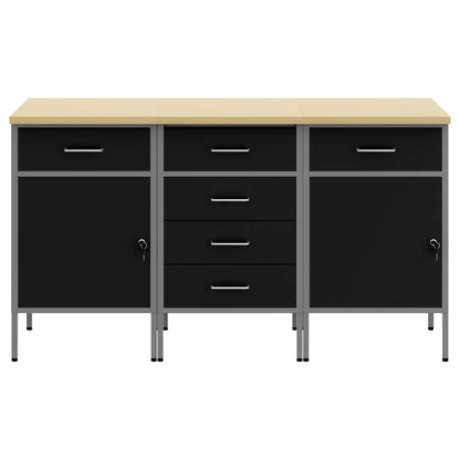 Mobile da lavoro 3 pcs Nero e Grigio 150 x 55 x 85 cm | homemem39