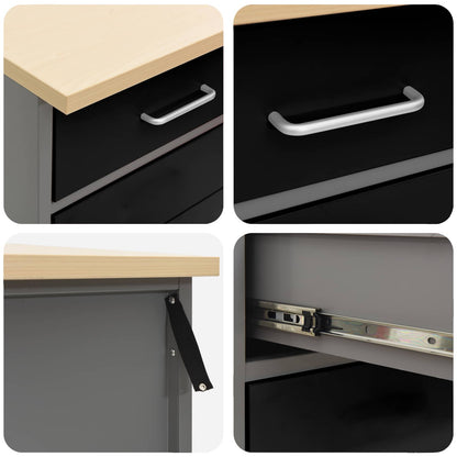Mobile da lavoro 3 pcs Nero e Grigio 150 x 55 x 85 cm | homemem39