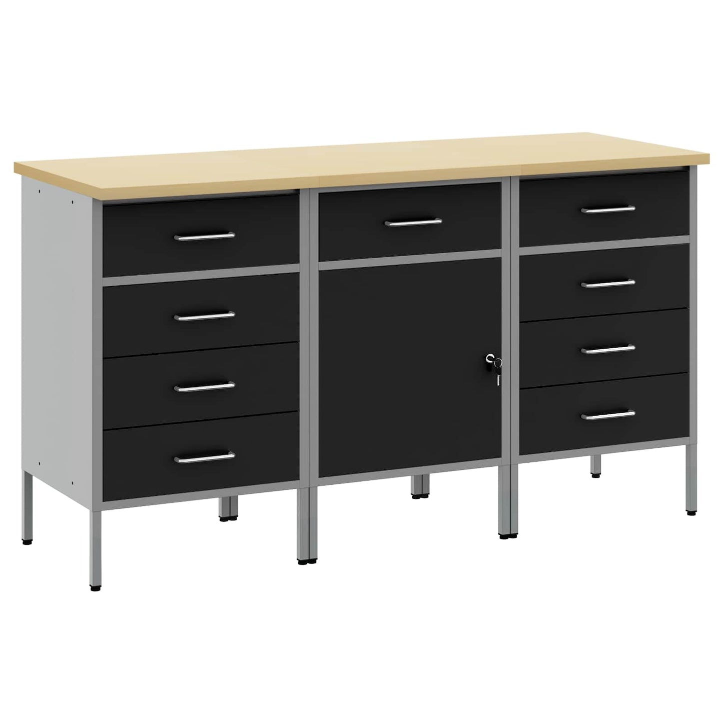 Mobile da lavoro 3 pcs Nero e Grigio 150 x 55 x 85 cm | homemem39