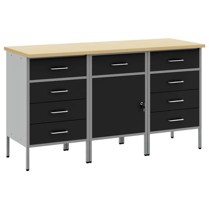 Mobile da lavoro 3 pcs Nero e Grigio 150 x 55 x 85 cm | homemem39