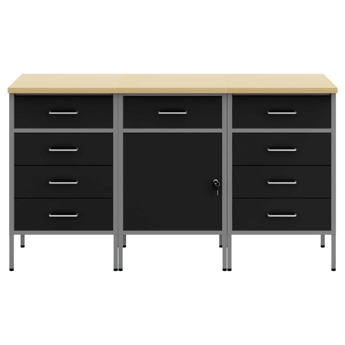 Mobile da lavoro 3 pcs Nero e Grigio 150 x 55 x 85 cm | homemem39