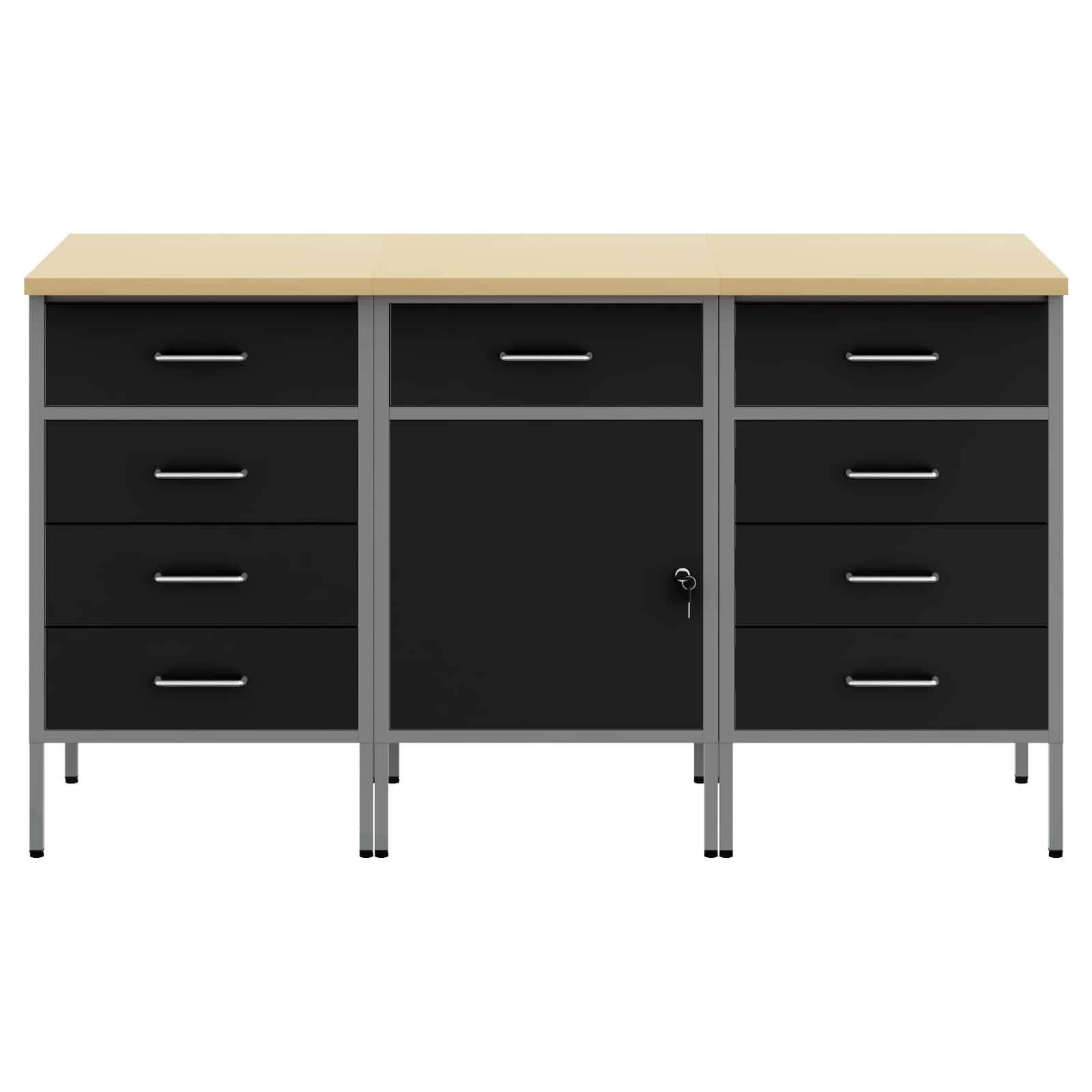 Mobile da lavoro 3 pcs Nero e Grigio 150 x 55 x 85 cm | homemem39