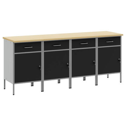 Mobile da lavoro 4 pcs Nero e Grigio 200 x 55 x 85 cm | homemem39