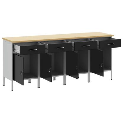 Mobile da lavoro 4 pcs Nero e Grigio 200 x 55 x 85 cm | homemem39
