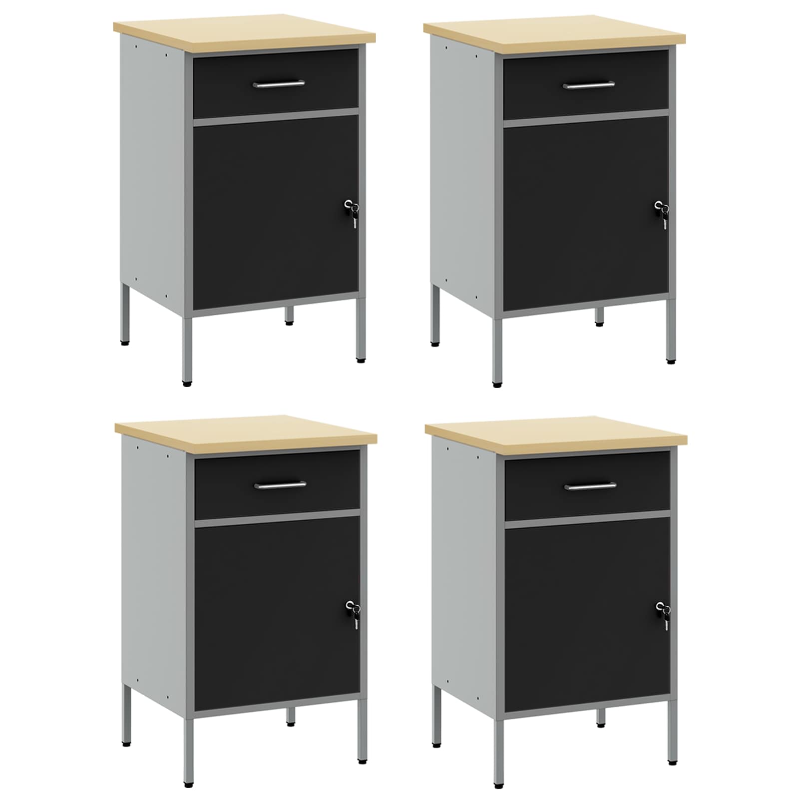 Mobile da lavoro 4 pcs Nero e Grigio 200 x 55 x 85 cm | homemem39