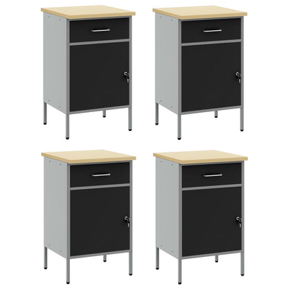Mobile da lavoro 4 pcs Nero e Grigio 200 x 55 x 85 cm | homemem39