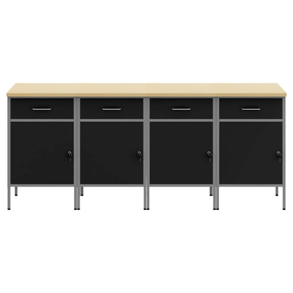 Mobile da lavoro 4 pcs Nero e Grigio 200 x 55 x 85 cm | homemem39