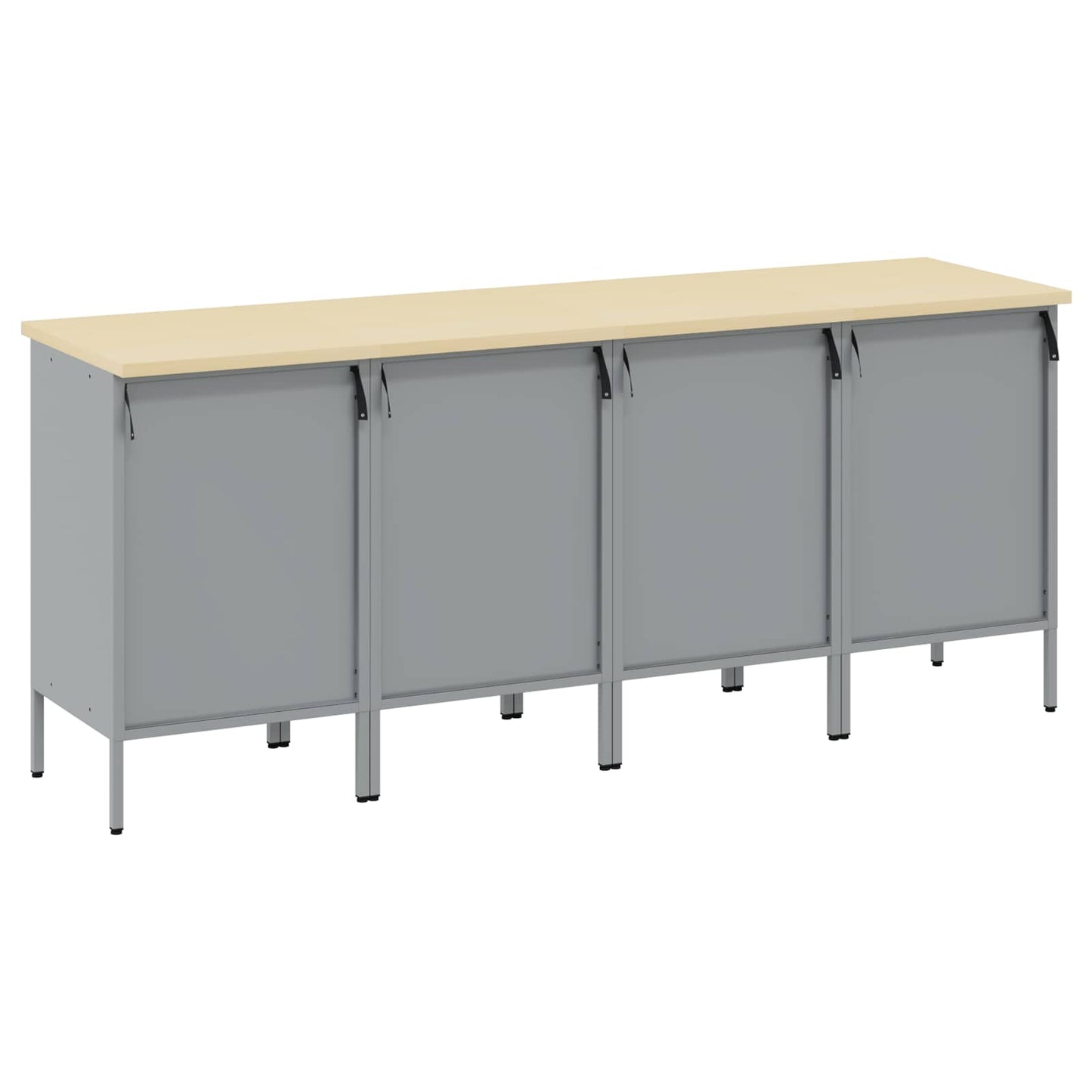 Mobile da lavoro 4 pcs Nero e Grigio 200 x 55 x 85 cm | homemem39