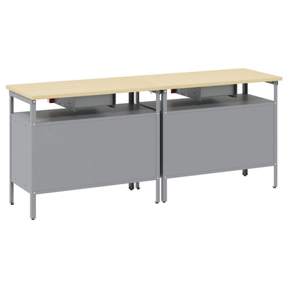 Set banco da lavoro 2 pcs Rosso e Grigio 200 x 55 x 85 cm - homemem39